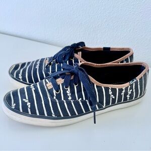 Keds Champion Taylor Swift Collection Blue/Bows Stripe Leather Trim Sneakers 7.5